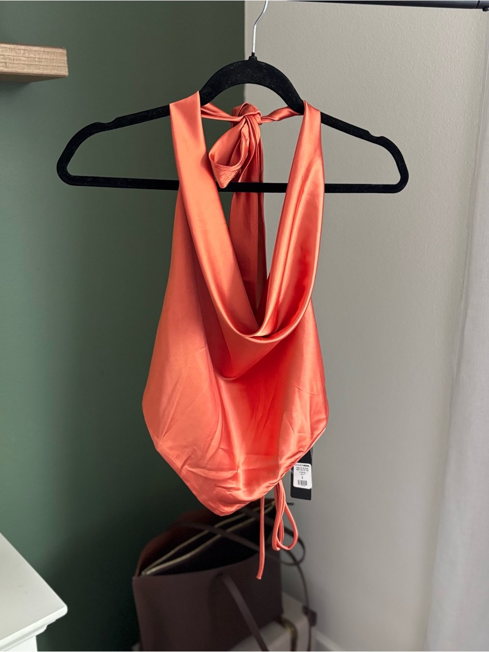 Coral Satin Halter Top